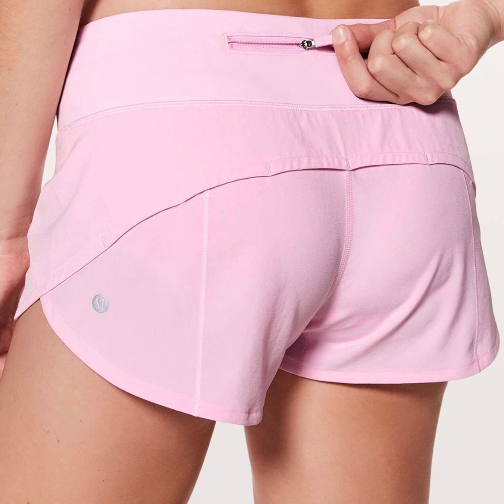 Lululemon speed up shirt 2.5 in pearl pink